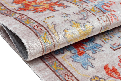 Beige Vintage Oriental Classic Rug: Washable Beige Oushak Carpet with Tassels