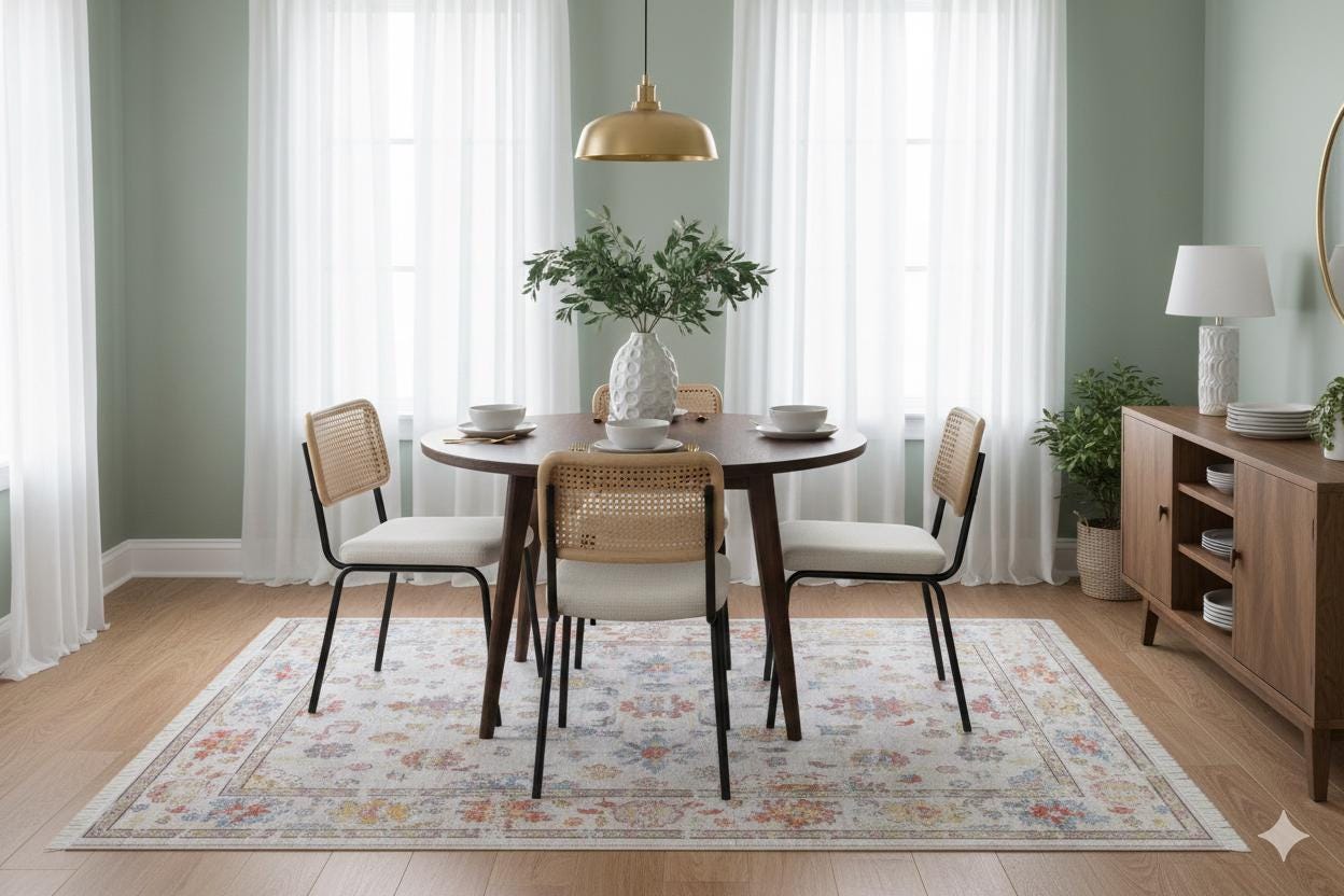 Beige Vintage Oriental Classic Rug: Washable Beige Oushak Carpet with Tassels