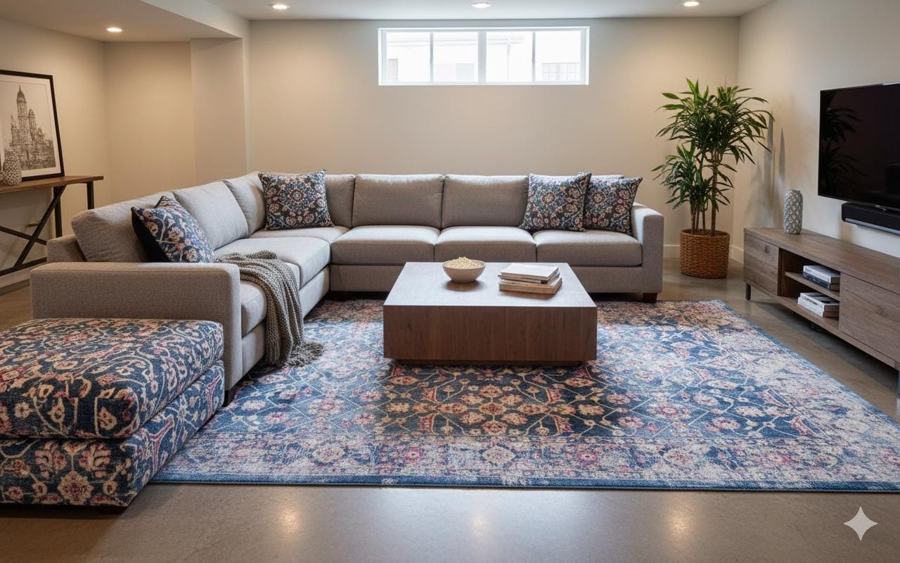 Blue Vintage Oriental Classic Rug: Washable Blue Carpet with Tassels