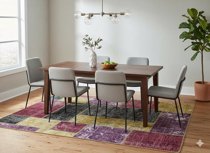 Handmade Wool Patchwork Turkish Rug: Bohemian Area Rug (5.6x7.9 ft)