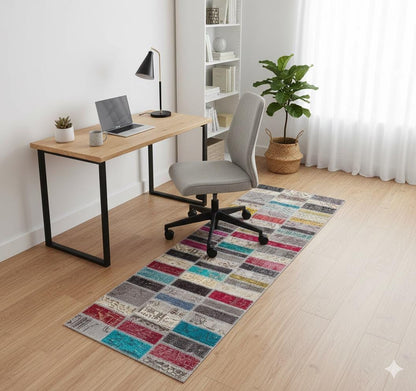 Handmade Wool Patchwork Turkish Rug: Bohemian Runner (3.3x9.5 ft)