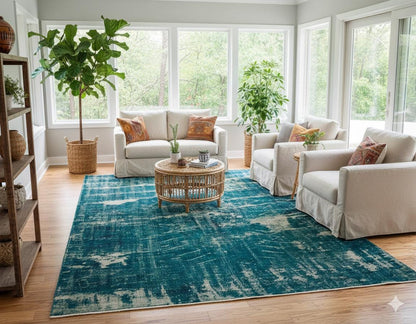 Vintage Turkish Wool Rug (5.6x8.5 ft): Handmade Anatolian Bohemian Area Rug