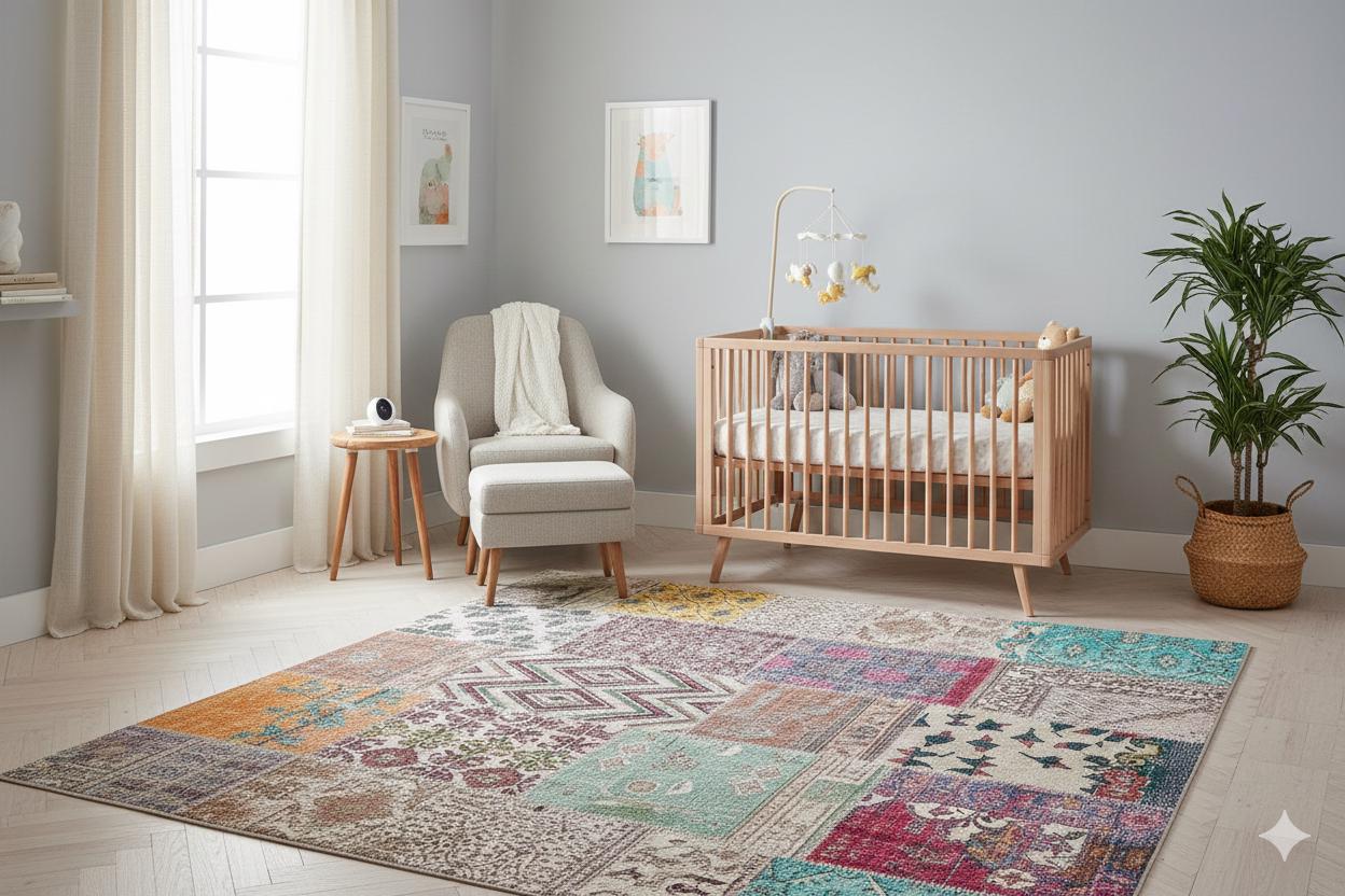 5x8, Handmade Wool Turkish Patchwork Rug – Vintage, Bohemian, One-of-a-Kind Area Rug