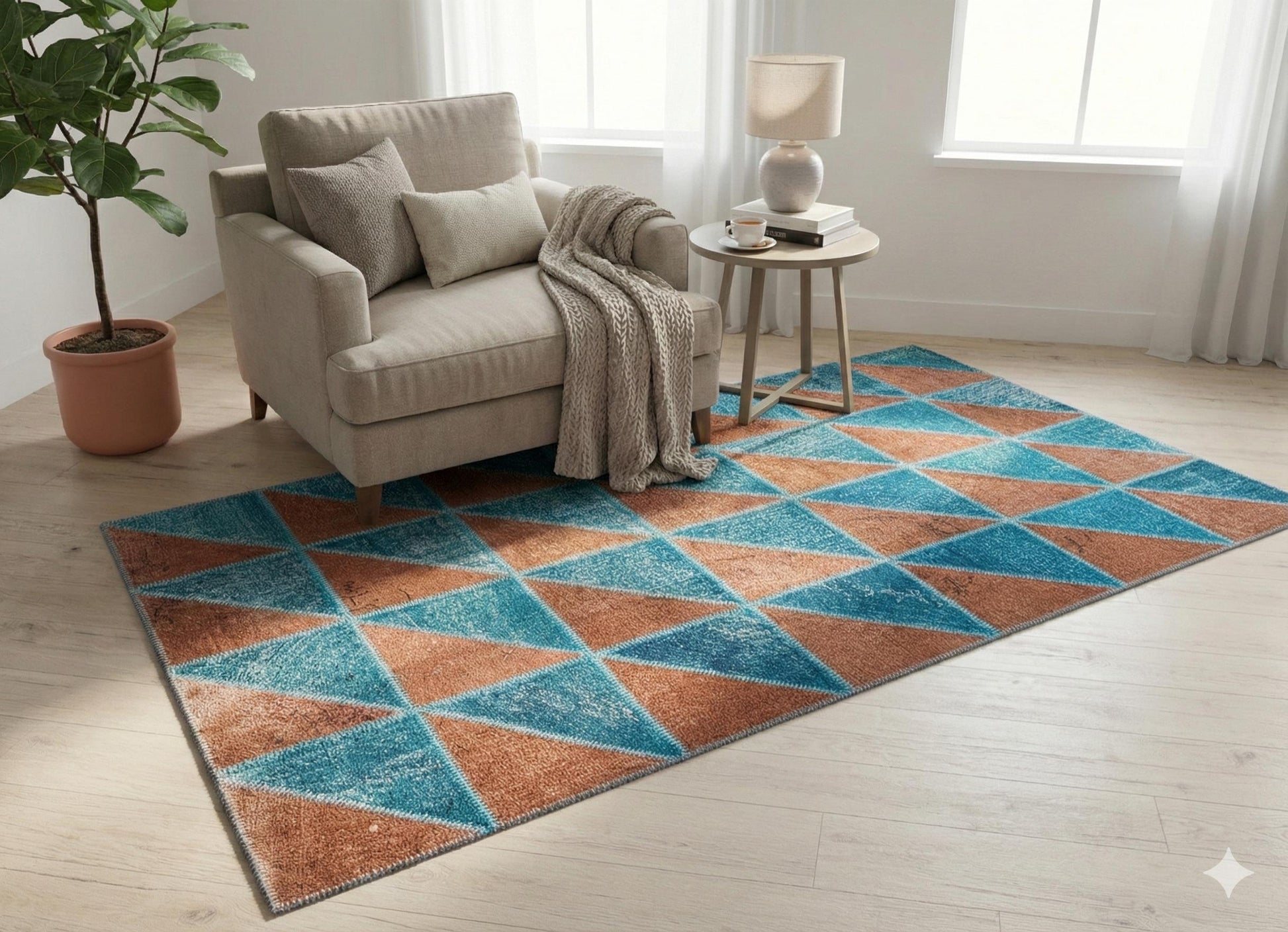 5.6x8, Handmade Wool Turkish Patchwork Rug – Vintage, Bohemian, One-of-a-Kind Area Rug