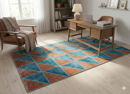 5.6x8, Handmade Wool Turkish Patchwork Rug – Vintage, Bohemian, One-of-a-Kind Area Rug