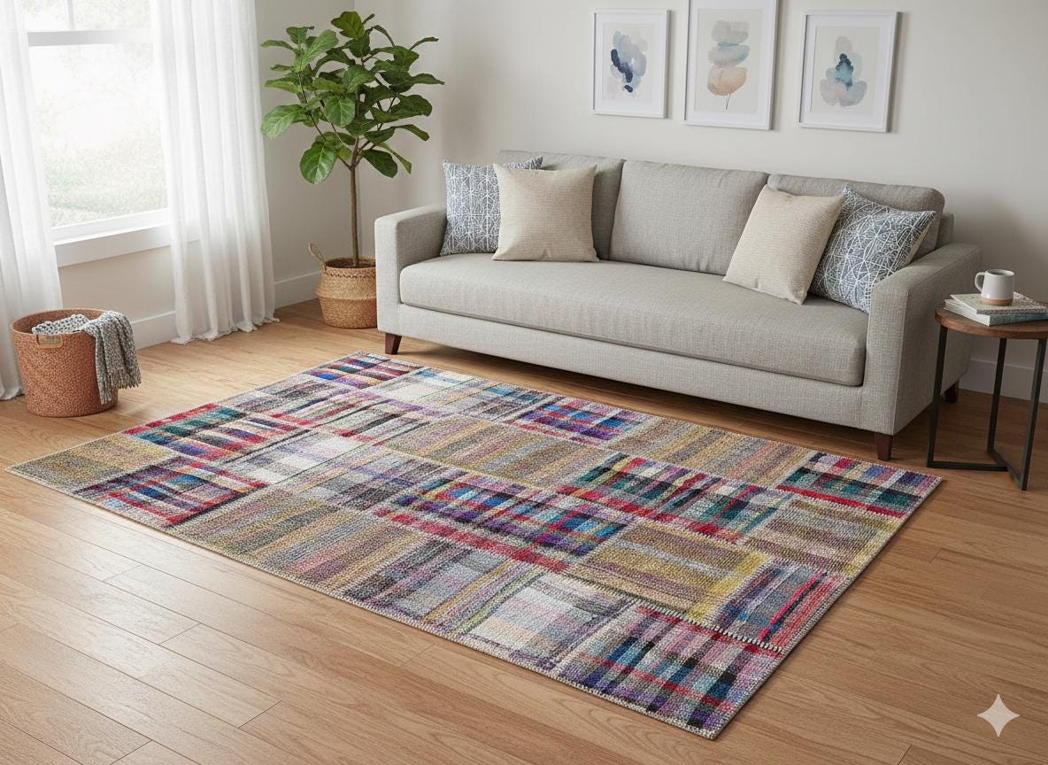 5.6x8, Handmade Wool Turkish Patchwork Rug – Vintage, Bohemian, One-of-a-Kind Area Rug
