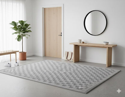 Contemporary Gray Basketweave Textured Area Rug – Modern Solid Neutral Carpet