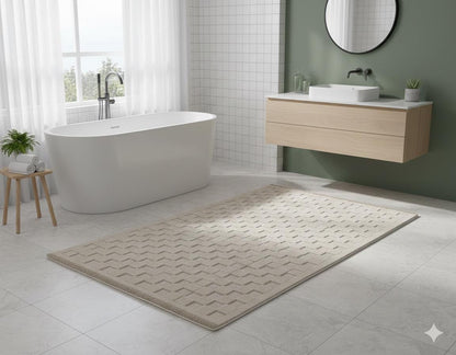 Contemporary Beige Basketweave Textured Area Rug – Modern Solid Neutral Carpet