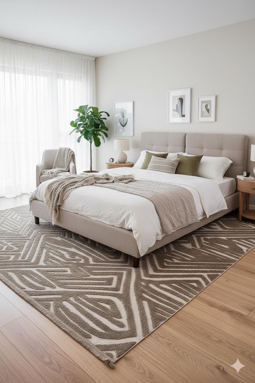 Contemporary White High-Low Pile Textured Area Rug – Modern Geometric Pattern Carpet