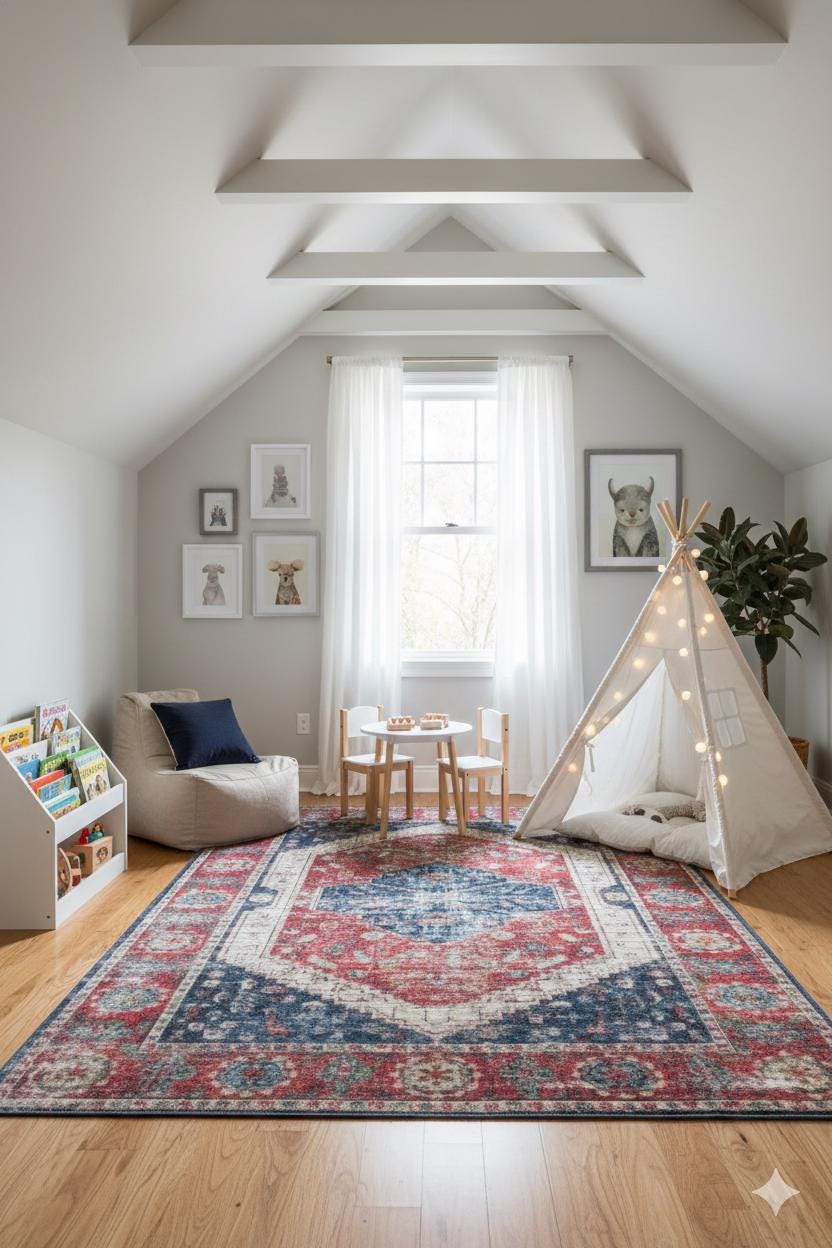 Red Vintage Rug: Classic Washable Rug with Tassels
