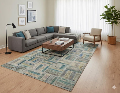 Handmade Wool Patchwork Turkish Rug - 6'x11' Bohemian Area Rug