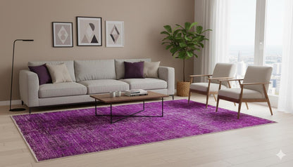 Vintage Turkish Wool Rug (4'x7'): Handmade Bohemian Area Rug