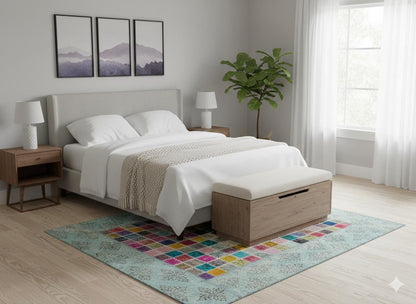 5'x8' Patchwork Turkish Rug: Handmade Wool Bohemian Area Rug
