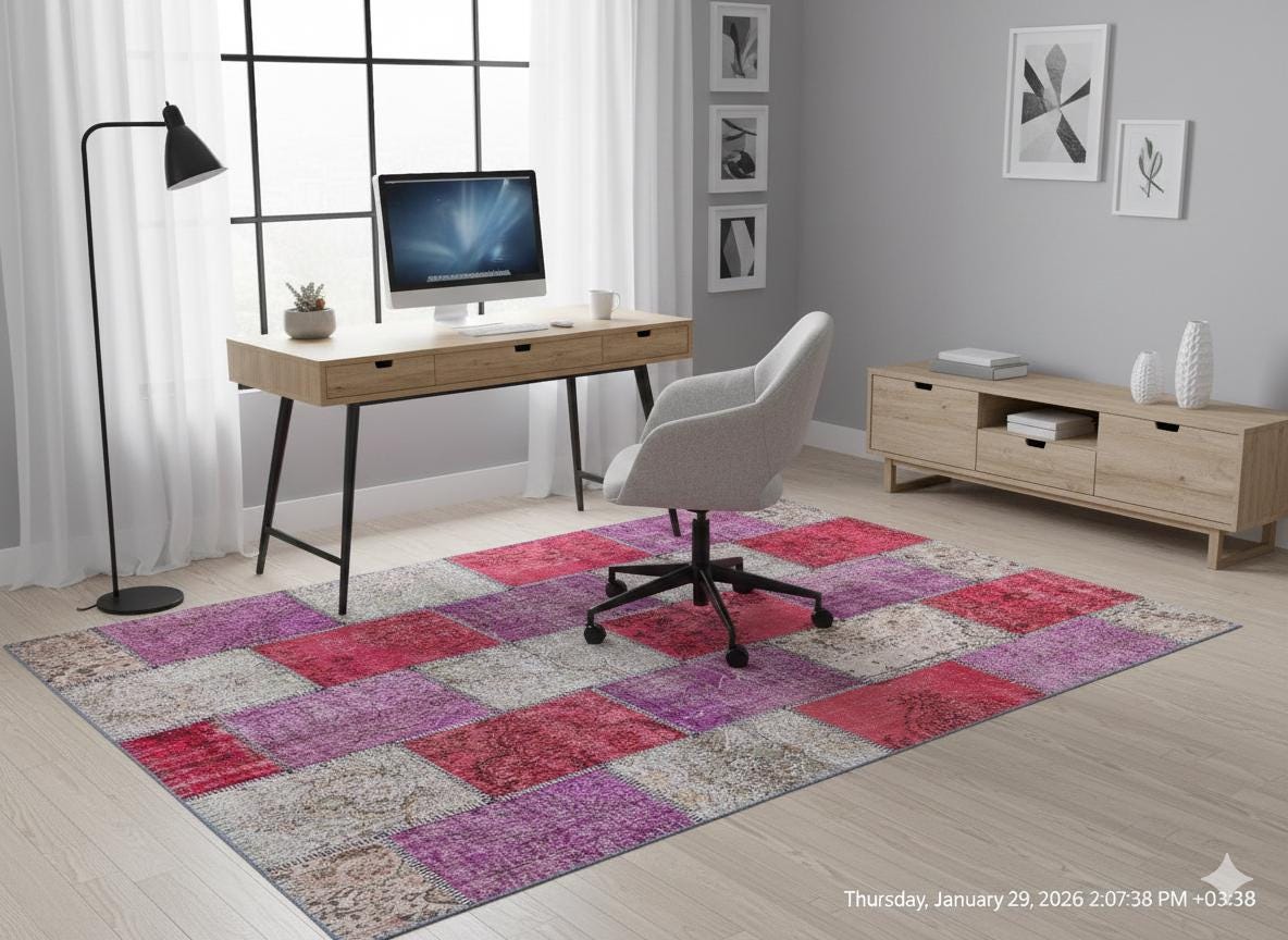 Handmade Turkish Patchwork Rug 6'x10' - Bohemian Wool Area Rug