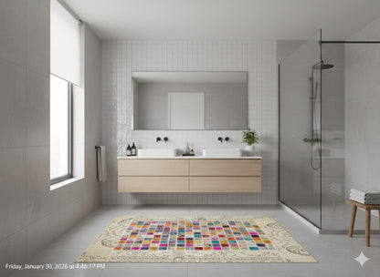 Handmade Patchwork Wool Turkish Rug - 5'x8' Bohemian Area Rug