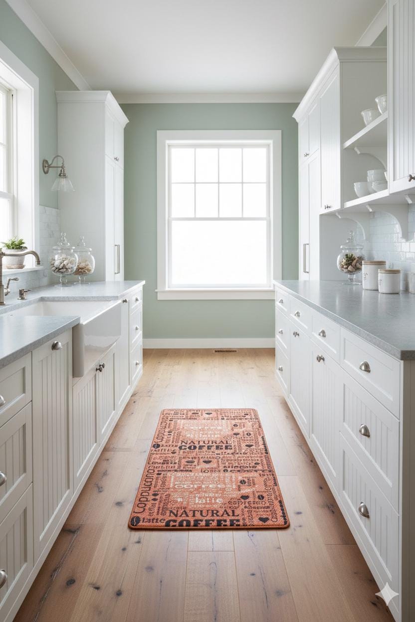 Title: Terracotta Coffee Typography Washable Kitchen Runner – Non-Slip Anti-Fatigue Rug for Coffee Lovers