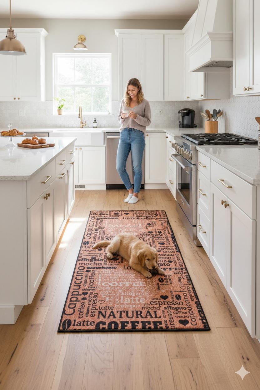 Coffee Bar Kitchen Runner – Espresso Latte Typography Farmhouse Mat