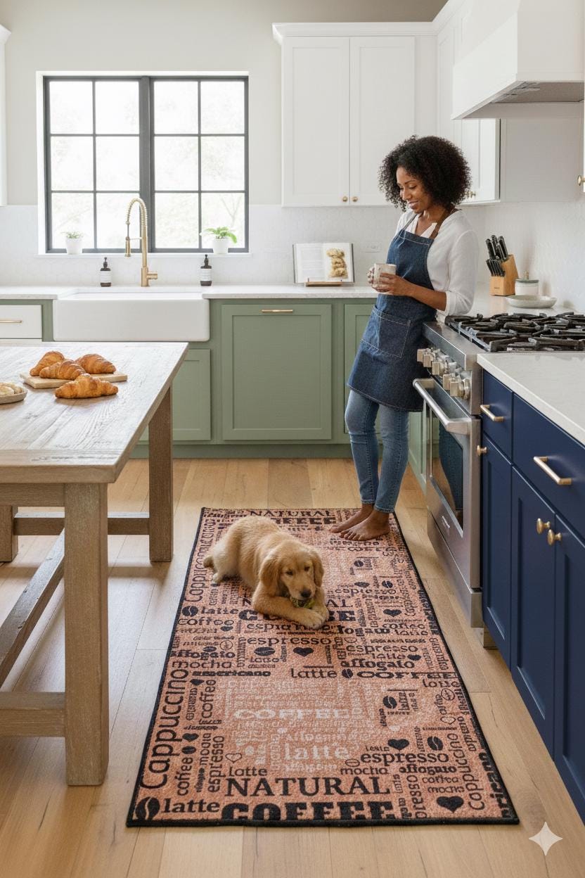 Coffee Bar Kitchen Runner – Espresso Latte Typography Farmhouse Mat