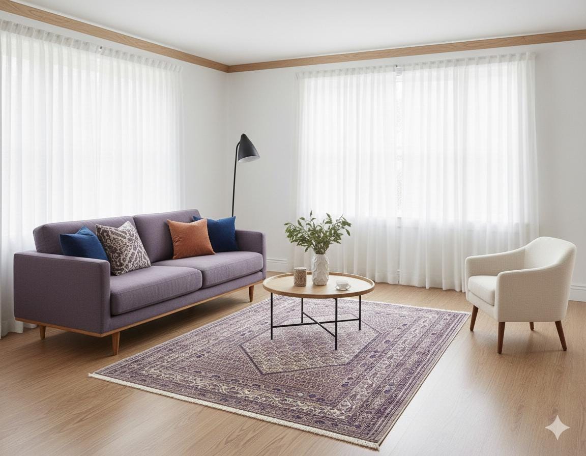 Beige Turkish Rug: Classic Medallion Anatolian Carpet