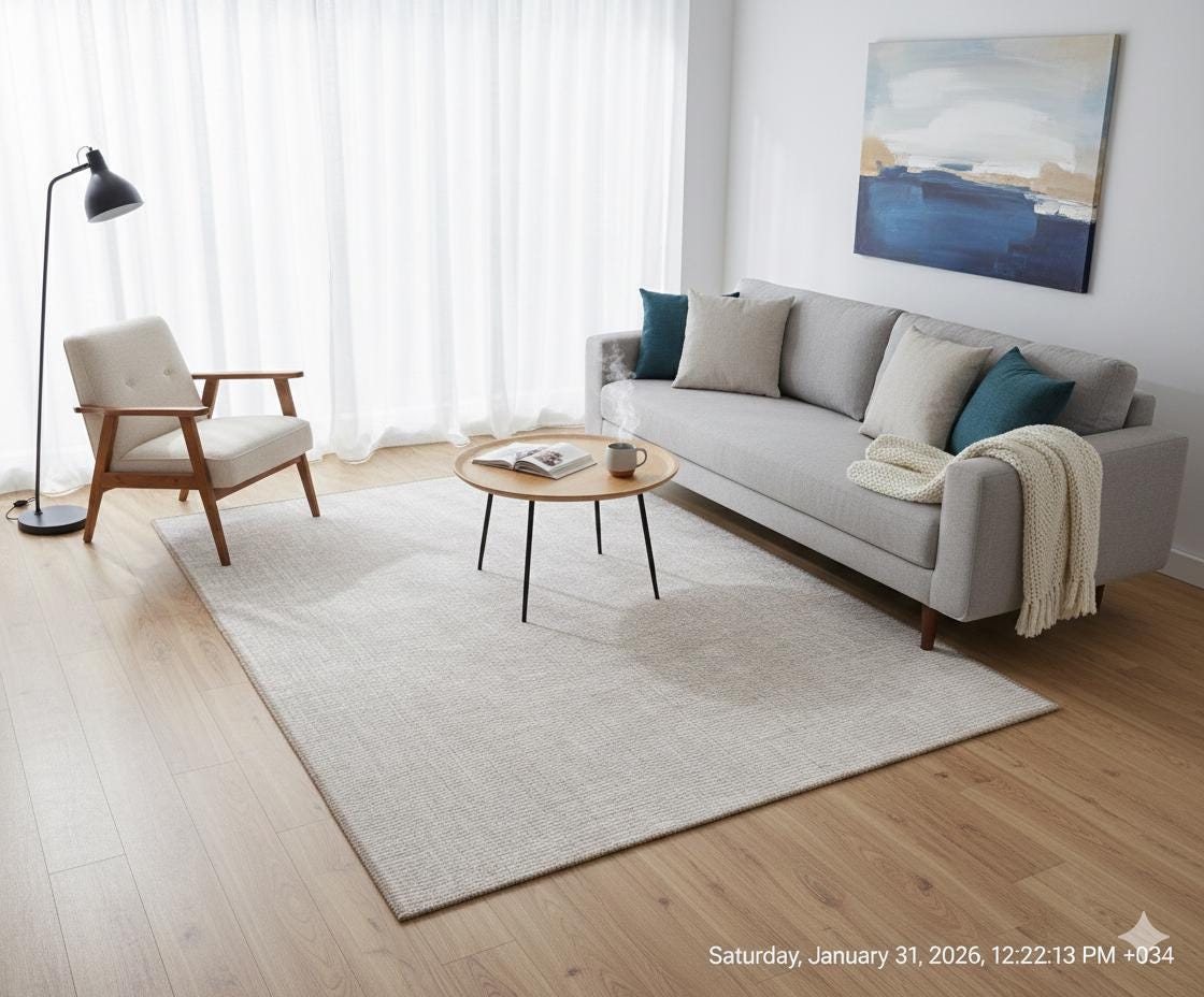 Machine Washable Woven Carpet – Light Gray Modern Low Pile Rug