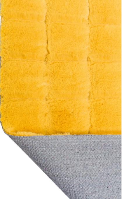 Soft Yellow Faux Rabbit Fur Rug: Non-Slip Fluffy Accent Carpet