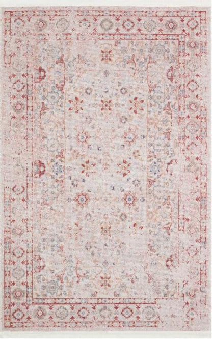 Blush Beige Turkish Style Rug: Faded Floral Area Carpet