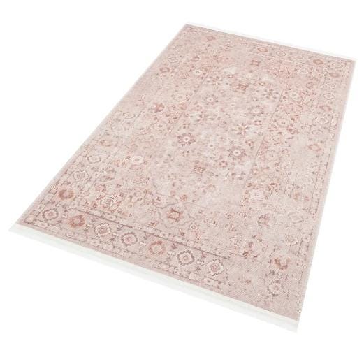 Blush Turkish Style Rug: Vintage Floral Area Carpet