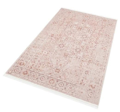 Blush Turkish Style Rug: Vintage Floral Area Carpet