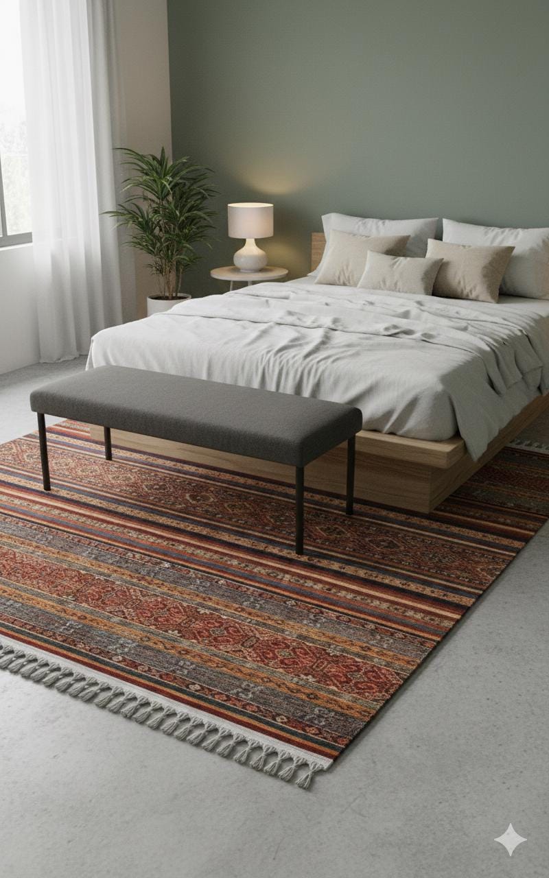 Red Vintage Rug: Classic Washable Rug with Tassels