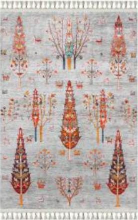 Blue Vintage Orienatl Rug: Classic Washable Rug with Tassels