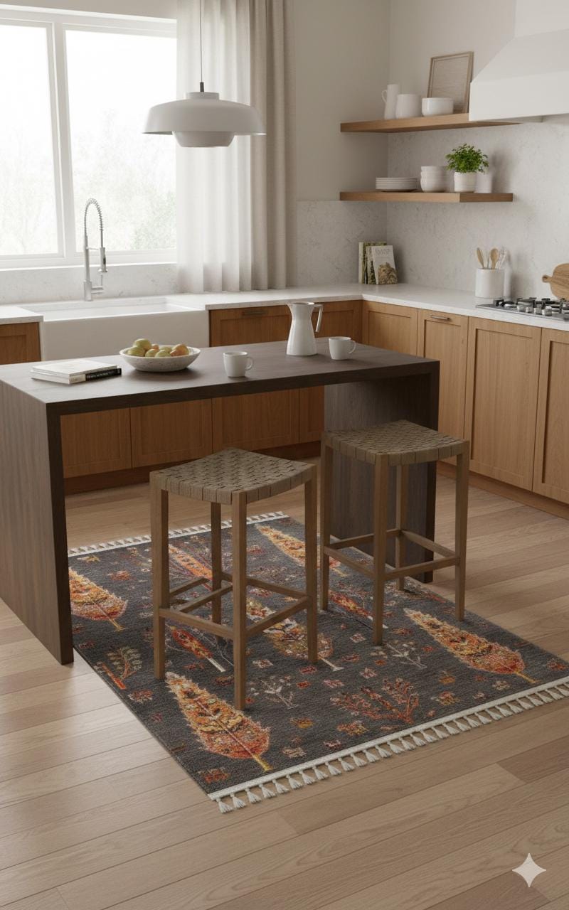 Gray Vintage Rug: Classic Washable Rug with Tassels