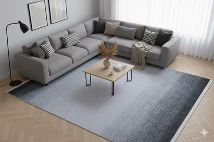 Washable Grey Ombre Area Rug, Modern Minimalist Living Room Carpet