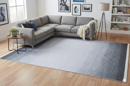 Washable Grey Ombre Area Rug, Modern Minimalist Living Room Carpet
