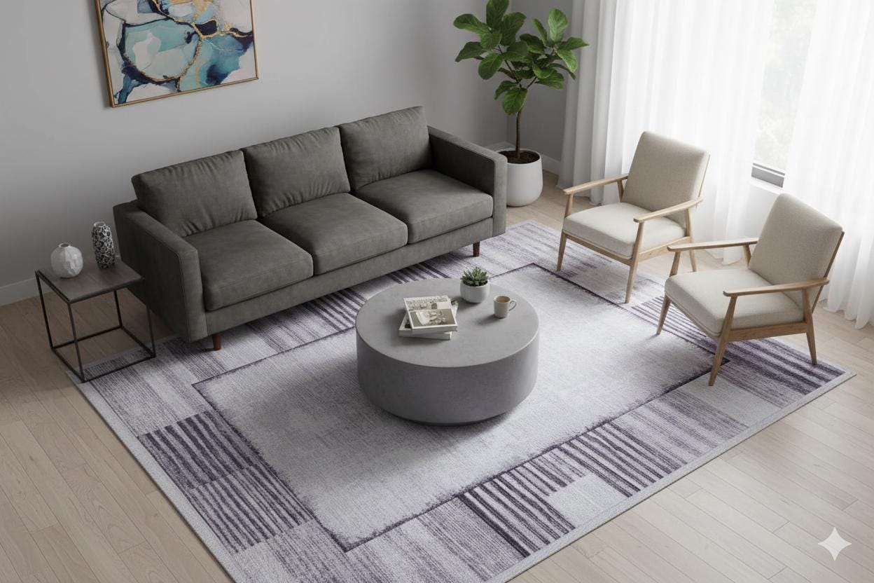 Modern Geometric Abstract Area Rug, Washable Beige Gray Carpet