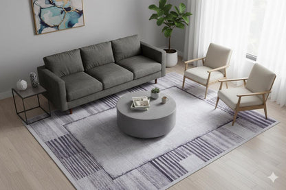 Modern Geometric Abstract Area Rug, Washable Beige Gray Carpet