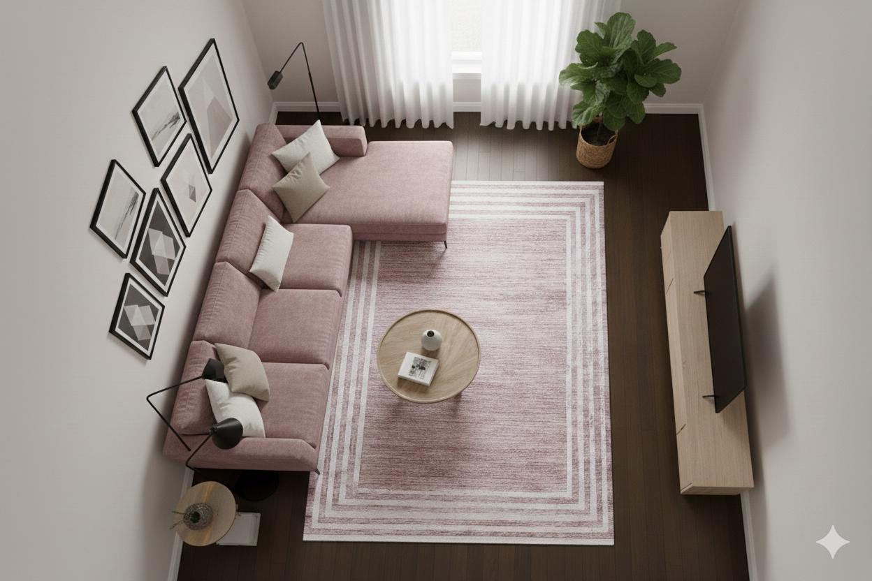 Distressed Rose Pink Bordered Area Rug – Machine Washable Modern Bohemian Carpet