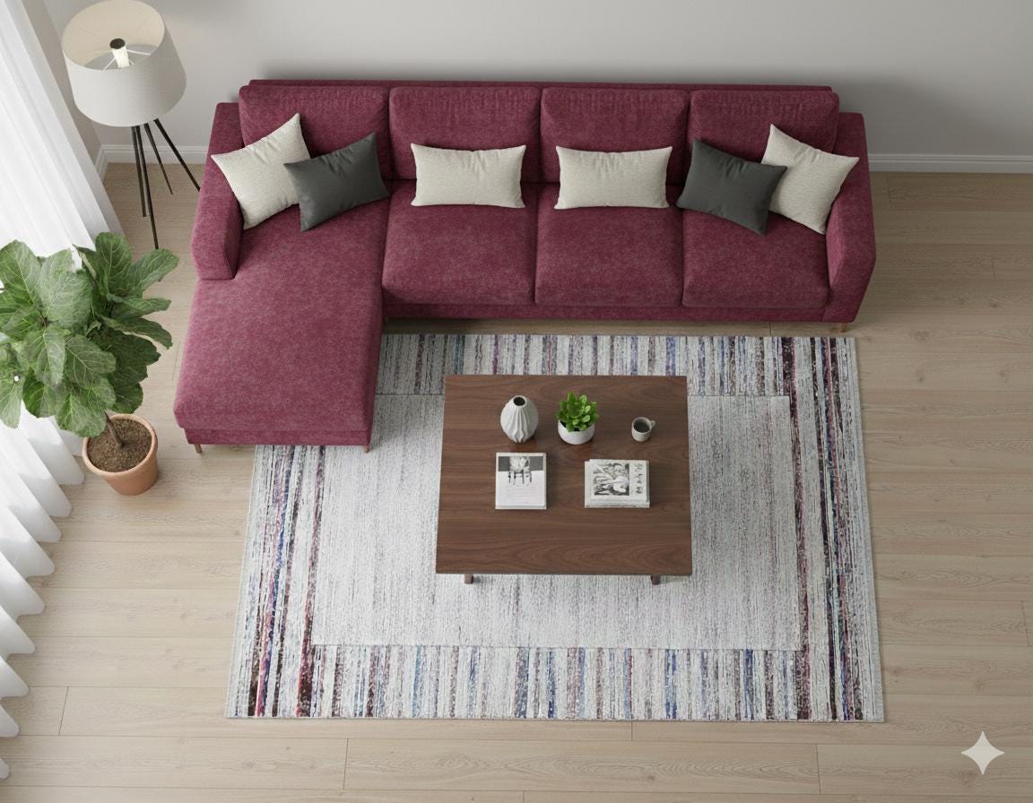 Modern Minimalist Washable Rug | Distressed Abstract Stripes