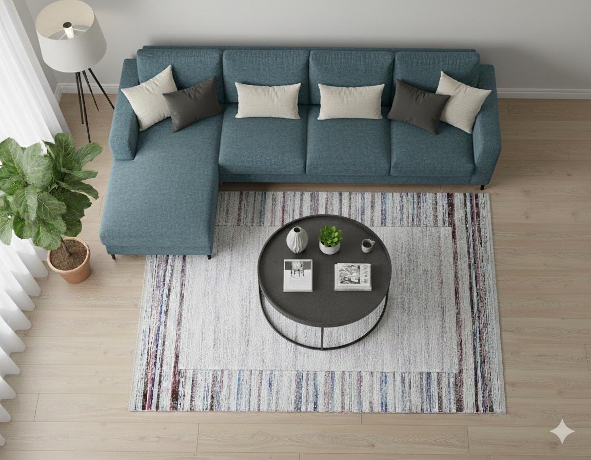 Modern Minimalist Washable Rug | Distressed Abstract Stripes