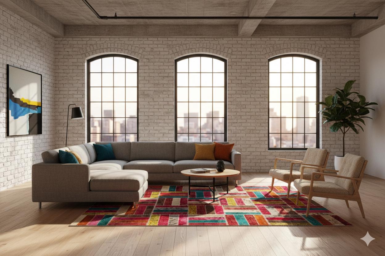 Handmade Patchwork Wool Turkish Rug - 6'x10' Bohemian Area Rug