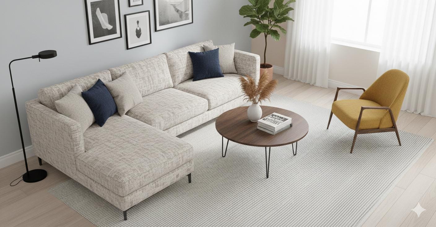 Modern Striped Area Rug – Light Gray, Black Fringe Cotton Carpet