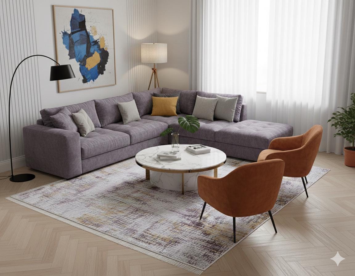 Abstract Yellowish Rug: Washable Contemporary carpet