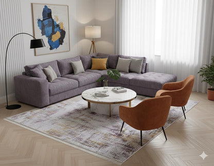 Abstract Yellowish Rug: Washable Contemporary carpet