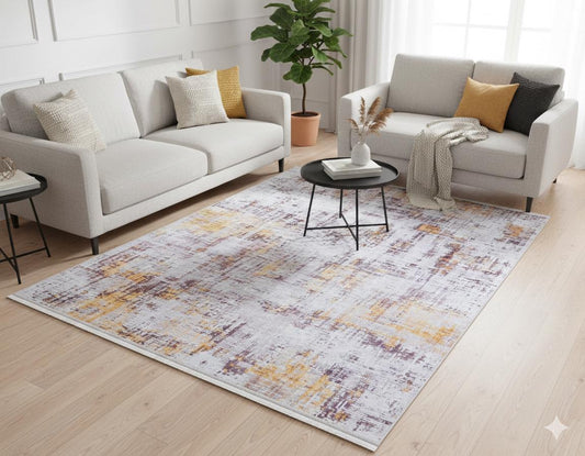 Abstract Yellowish Rug: Washable Contemporary carpet