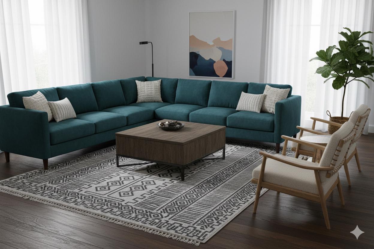 Bohemian High-Low Pile Carpet – Silver & Gray Tribal Design Area Rug