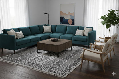Bohemian High-Low Pile Carpet – Silver & Gray Tribal Design Area Rug