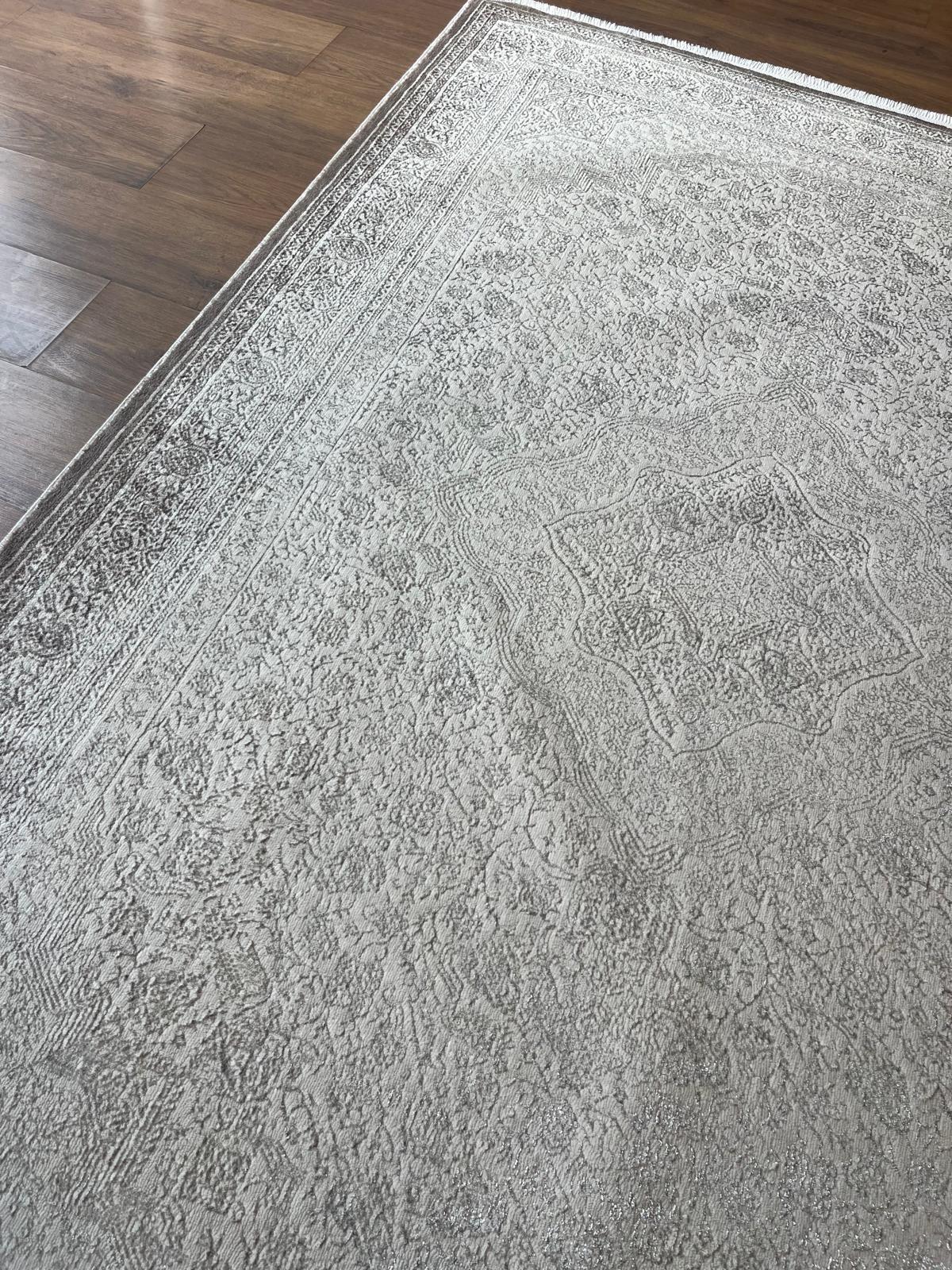 Distressed Persian Style Area Rug – Neutral Beige Medallion Carpet
