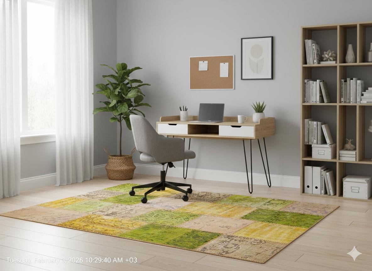 Handmade Patchwork Wool Turkish Rug: Bohemian Area Rug (5.6x7.9 ft)