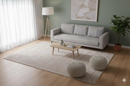 Custom Hand-Tufted Viscose Rug: Contemporary Beige Design