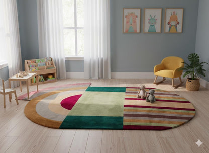 Custom Viscose Rug: Hand-Tufted Contemporary Colorful Design
