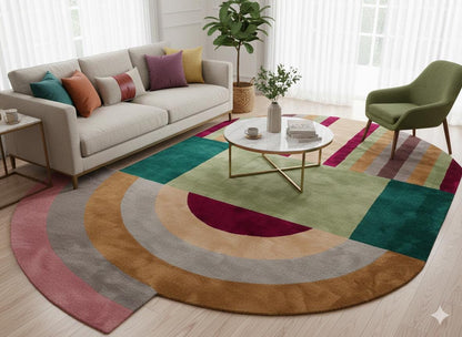 Custom Viscose Rug: Hand-Tufted Contemporary Colorful Design